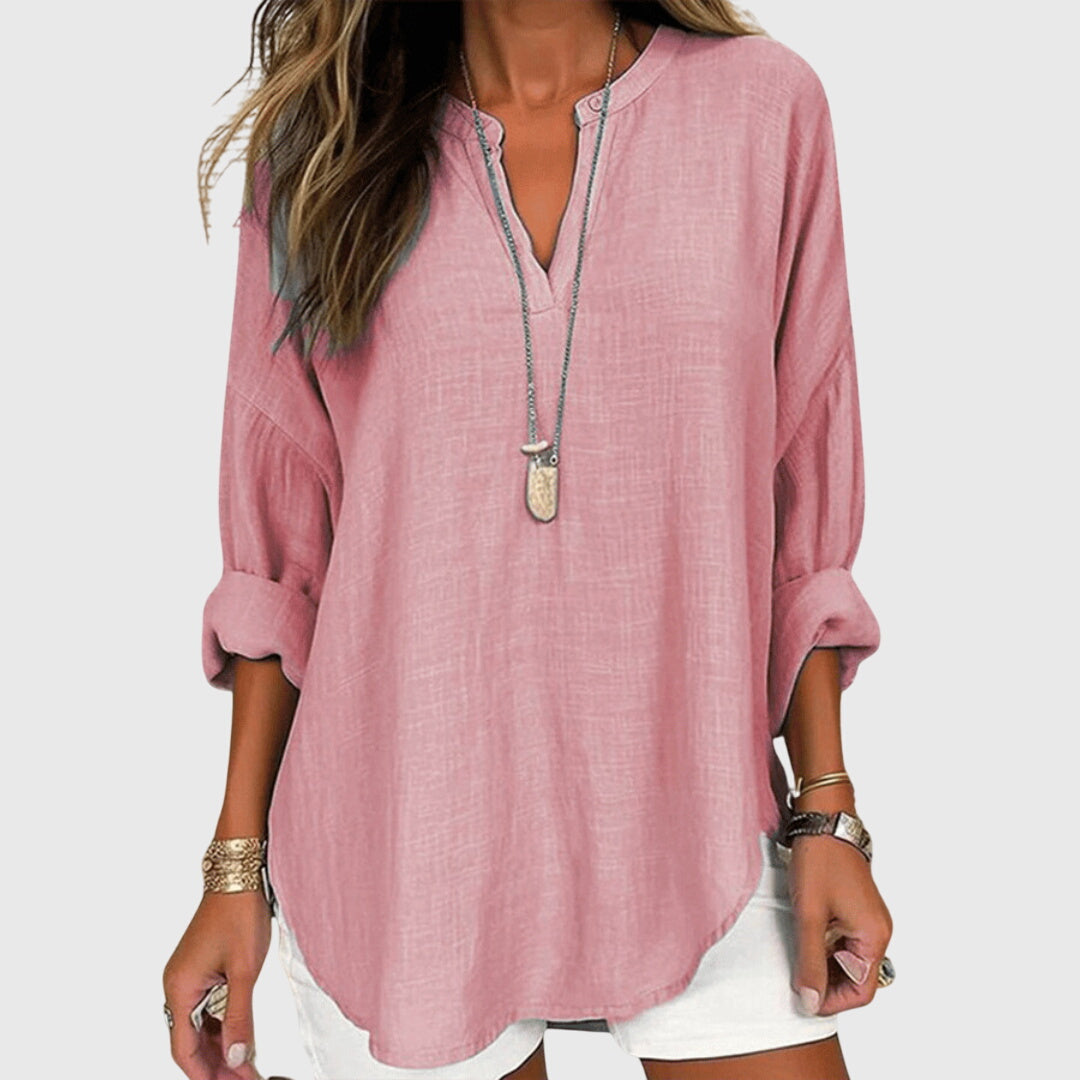 Lenara Flowy Elegant Long Sleeve Beach Shirt