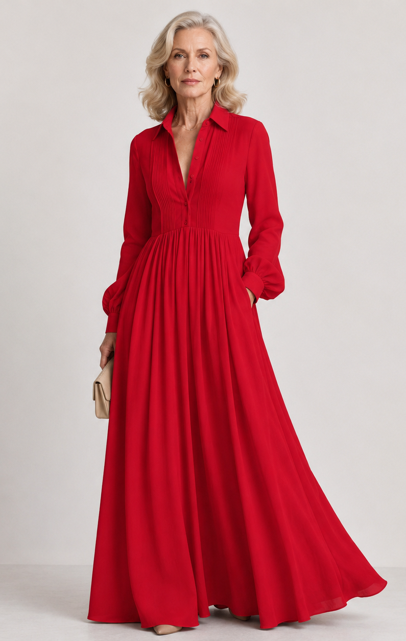 Dames Elegante Soepelvallende Maxi Jurk