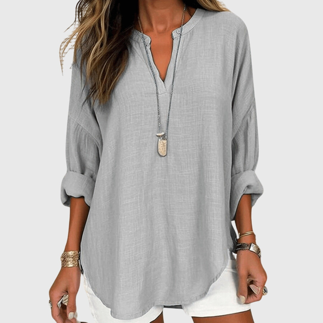 Lenara Flowy Elegant Long Sleeve Beach Shirt