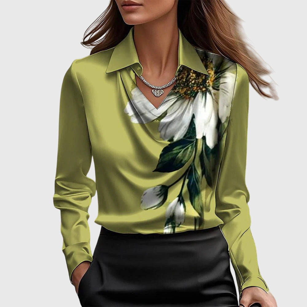 Women's Elegant Flowy Pleated Blouse
