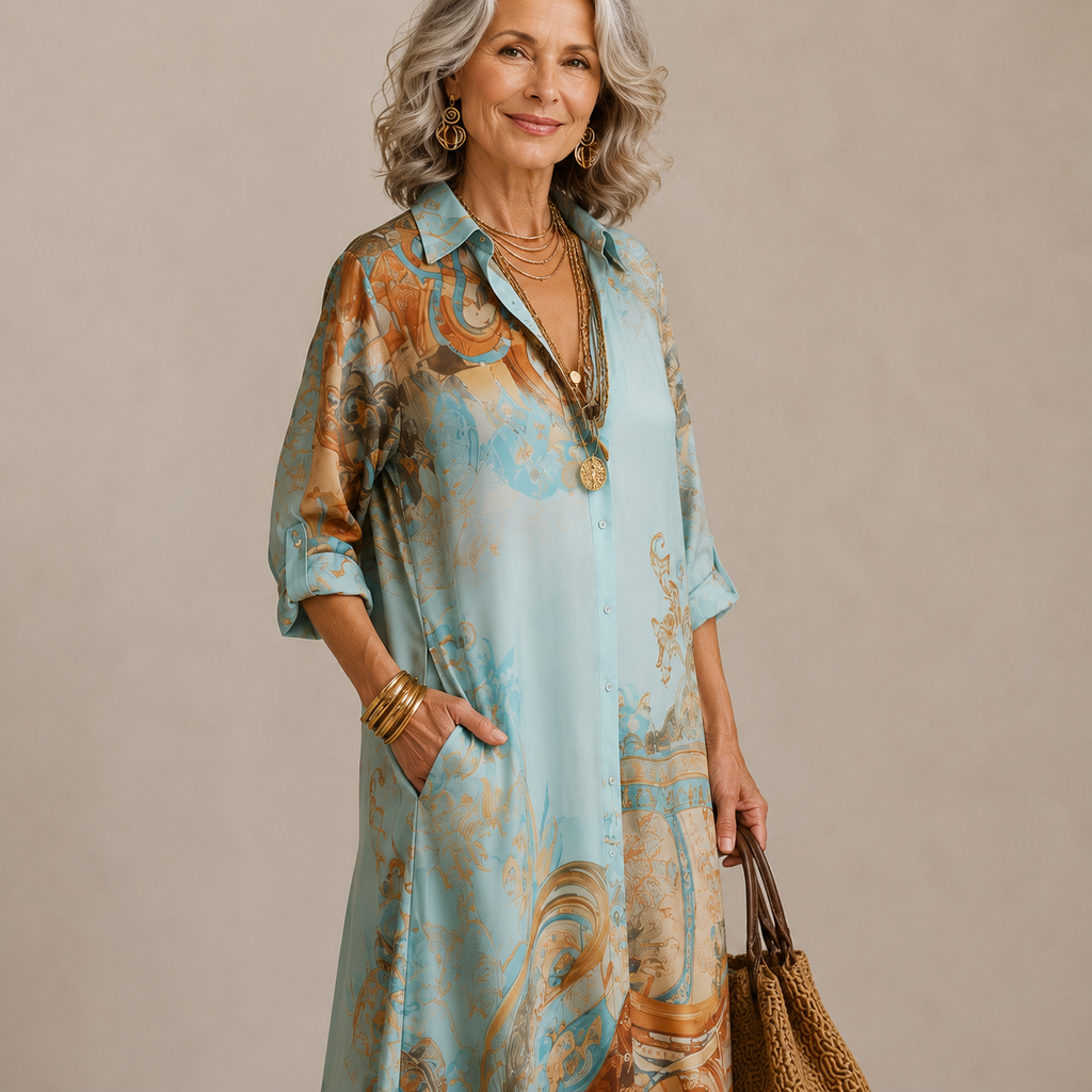 Dames Elegante Luchtige Maxi Jurk met Print