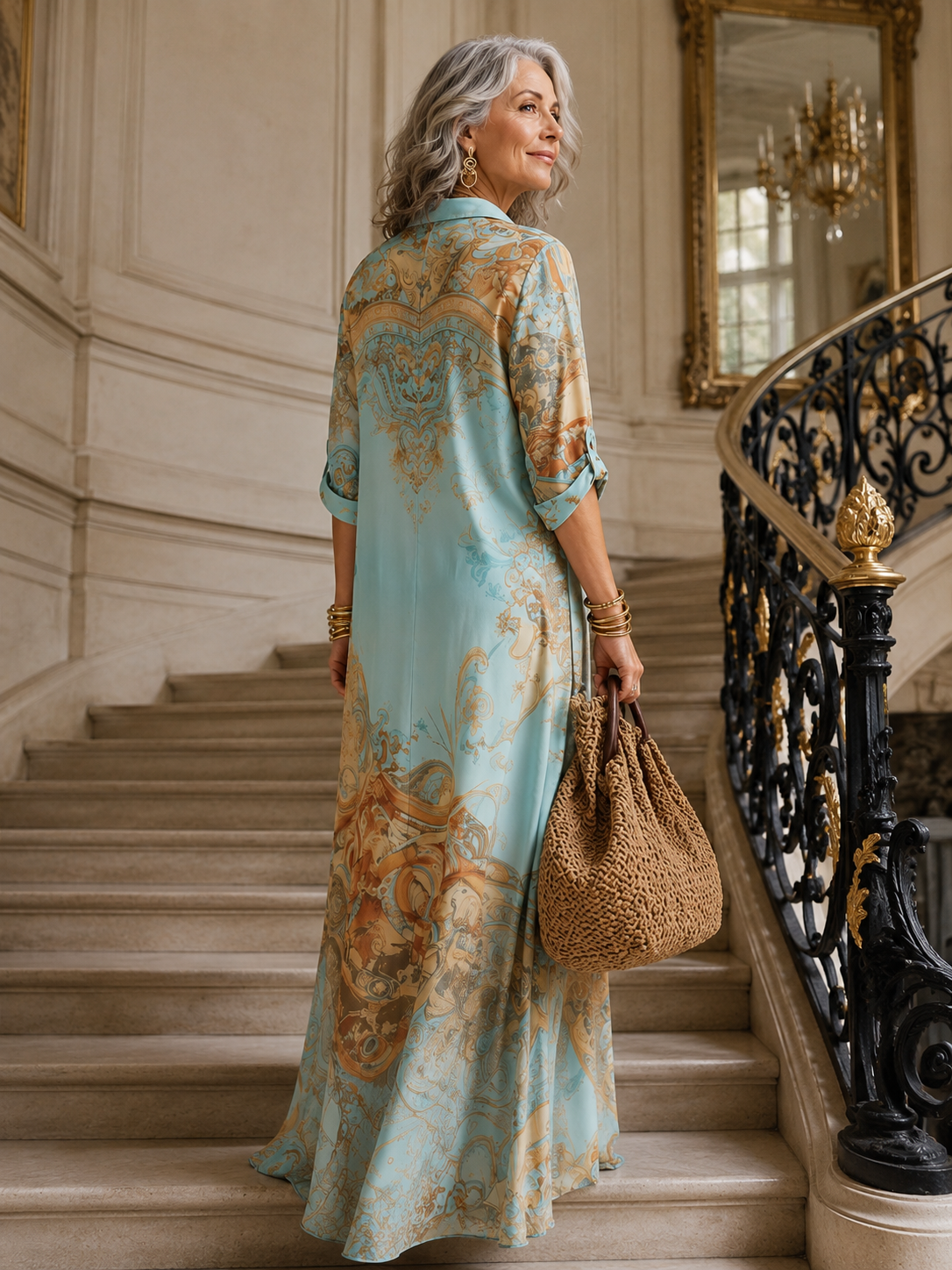 Dames Elegante Luchtige Maxi Jurk met Print