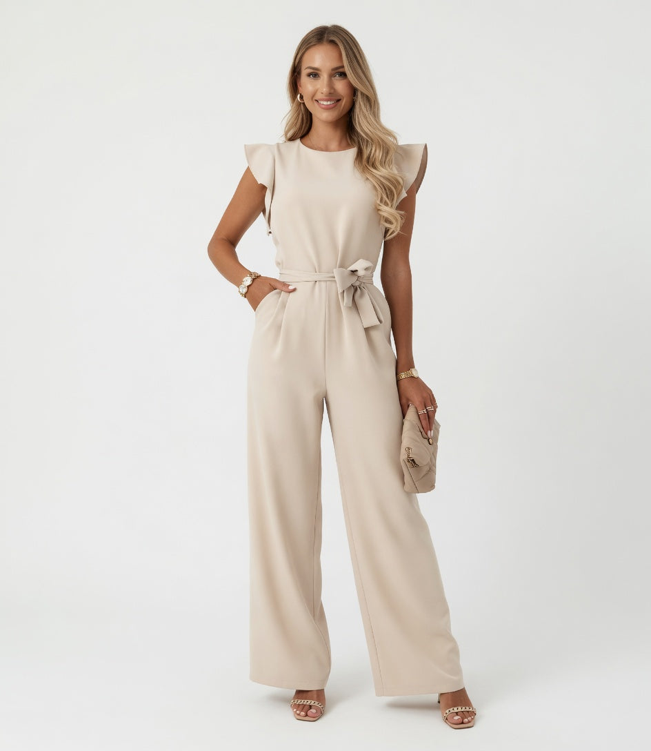 Nuria Jumpsuit met Verstelbare Tailleband en Soepele Vloeiende Pasvorm