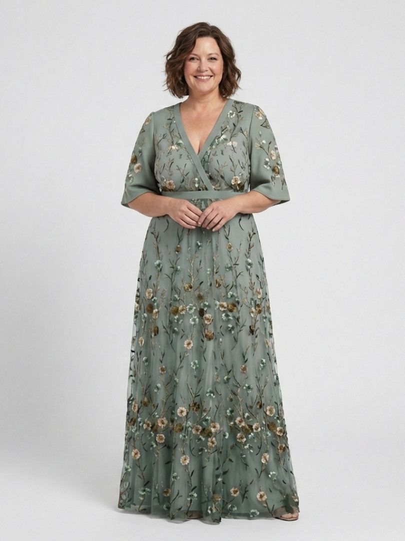 Dames Elegante Bloemenprint V-Hals Maxi Jurk