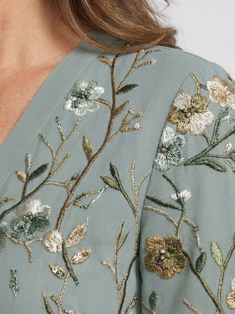 Dames Elegante Bloemenprint V-Hals Maxi Jurk