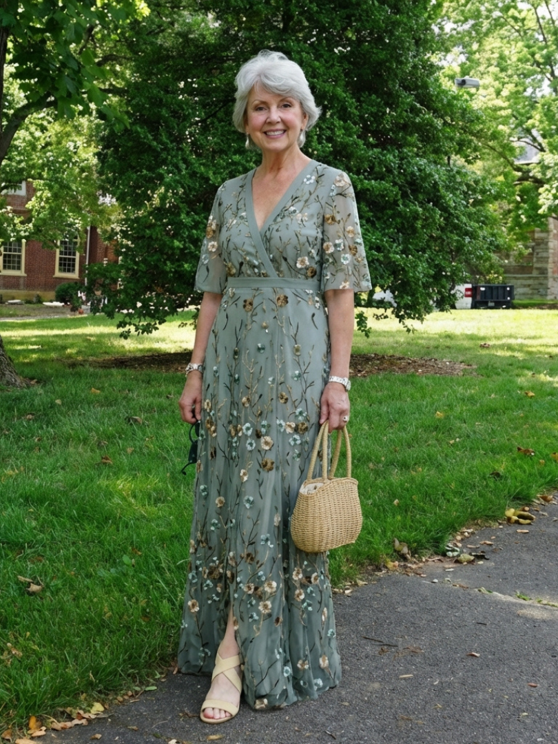 Dames Elegante Bloemenprint V-Hals Maxi Jurk