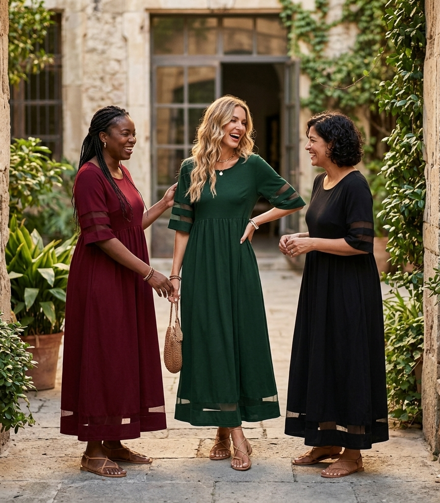Aubrey Flatterende Midi-Jurk met Buikcorrectie voor Dames, Comfortabel en Elegant