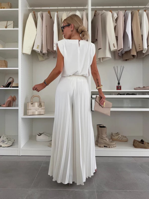 Elegante Set van Viscose met Plissé Afwerking