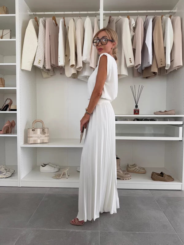 Elegante Set van Viscose met Plissé Afwerking