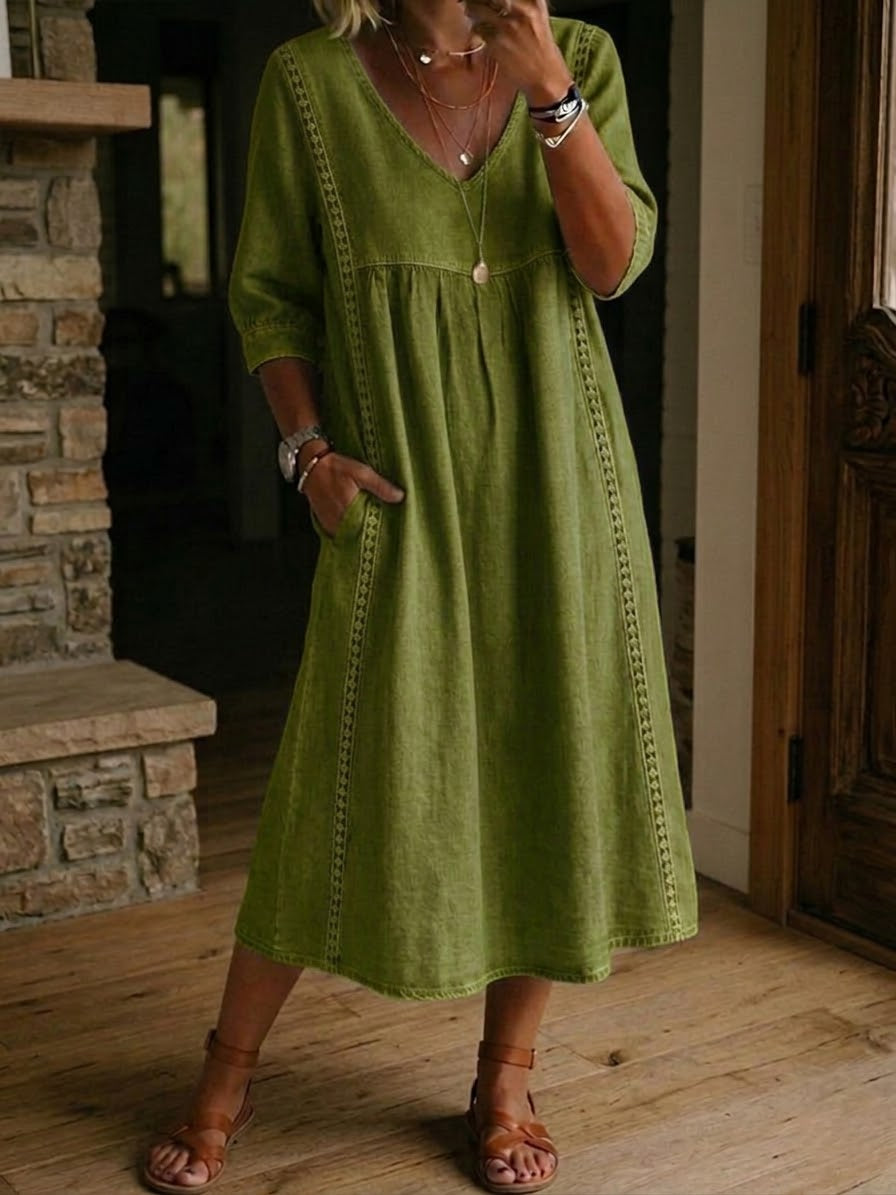 Ellis Ford Martha Maxi Jurk Patchwork Kant Dames