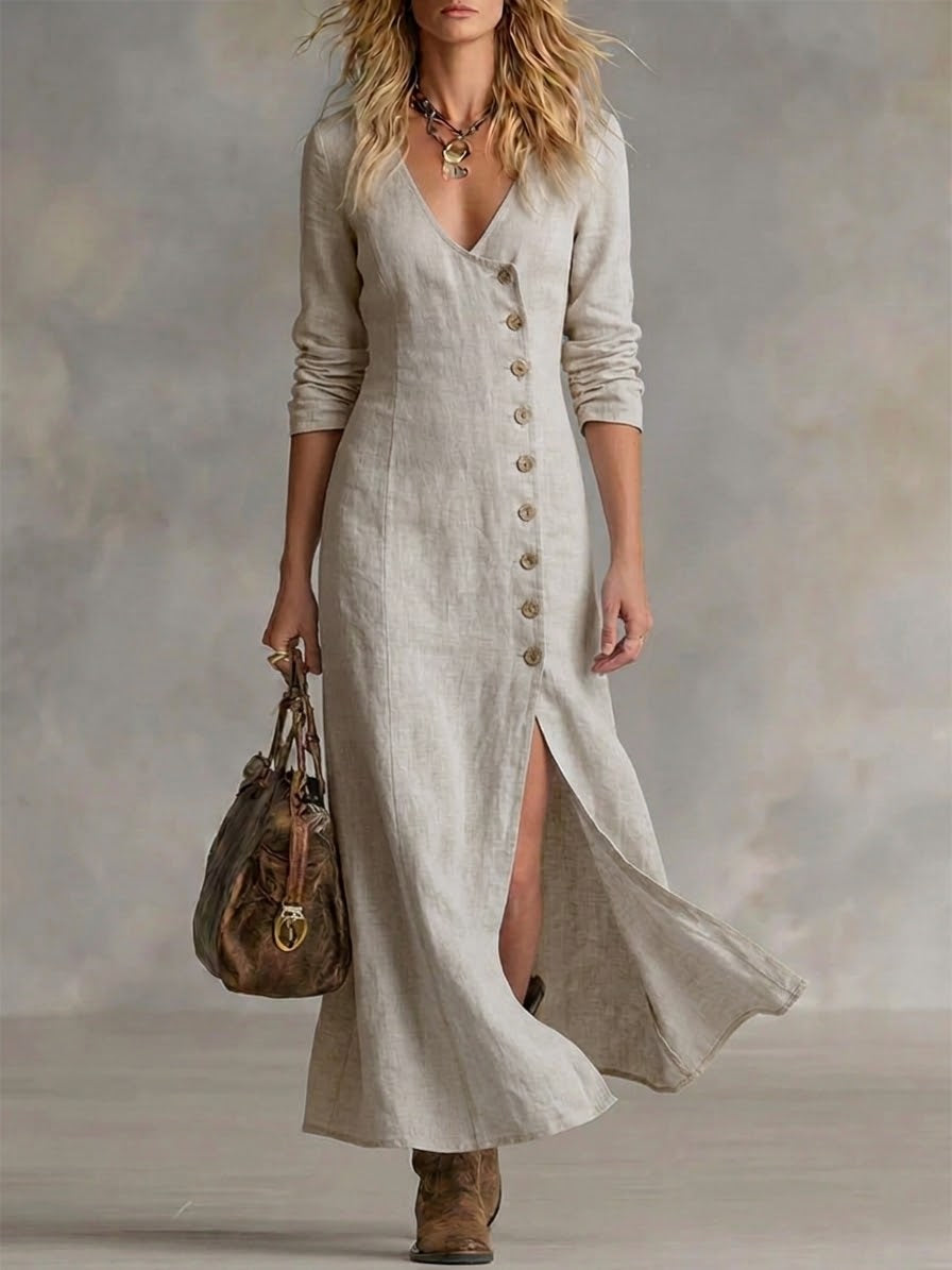 Wells and Mercer Elara Maxi-jurk met Knoopsluiting
