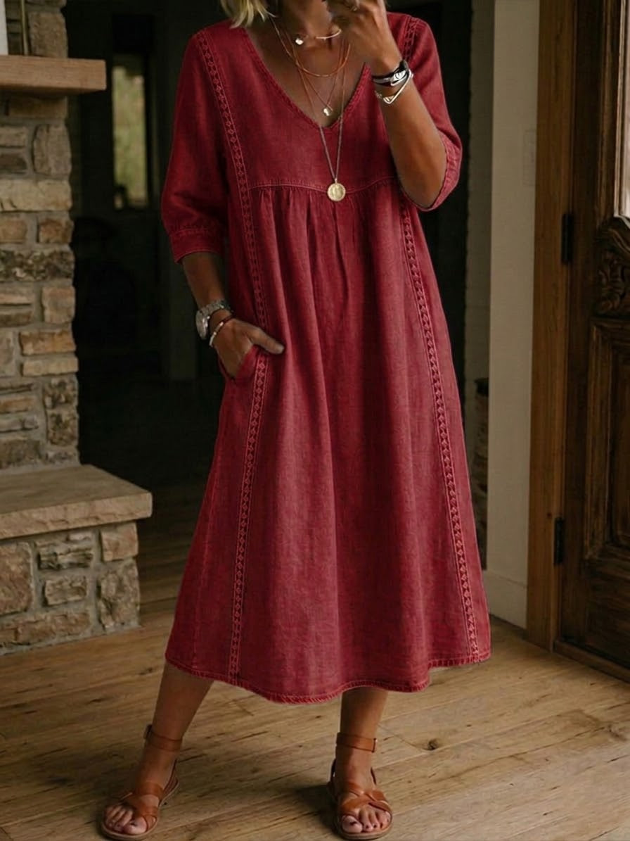 Ellis Ford Martha Maxi Jurk Patchwork Kant Dames