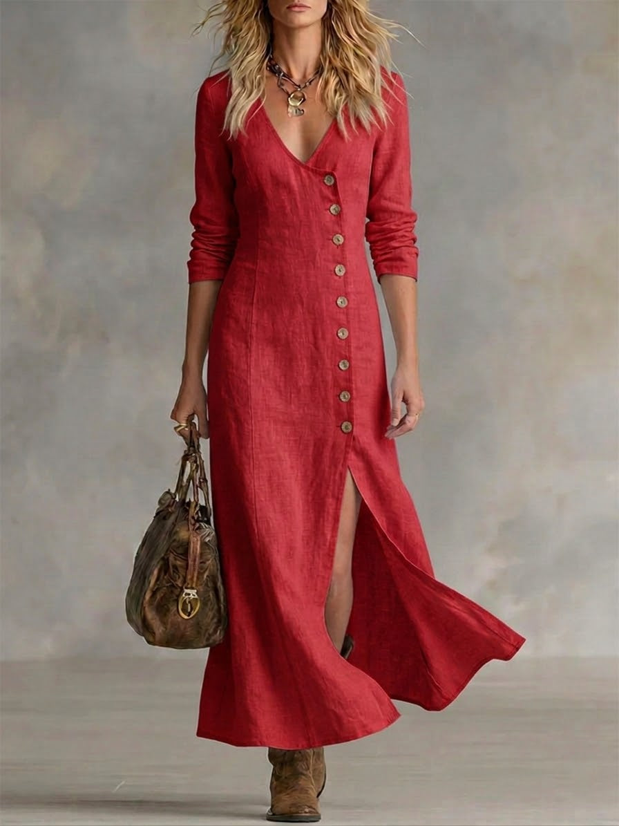 Wells and Mercer Elara Maxi-jurk met Knoopsluiting
