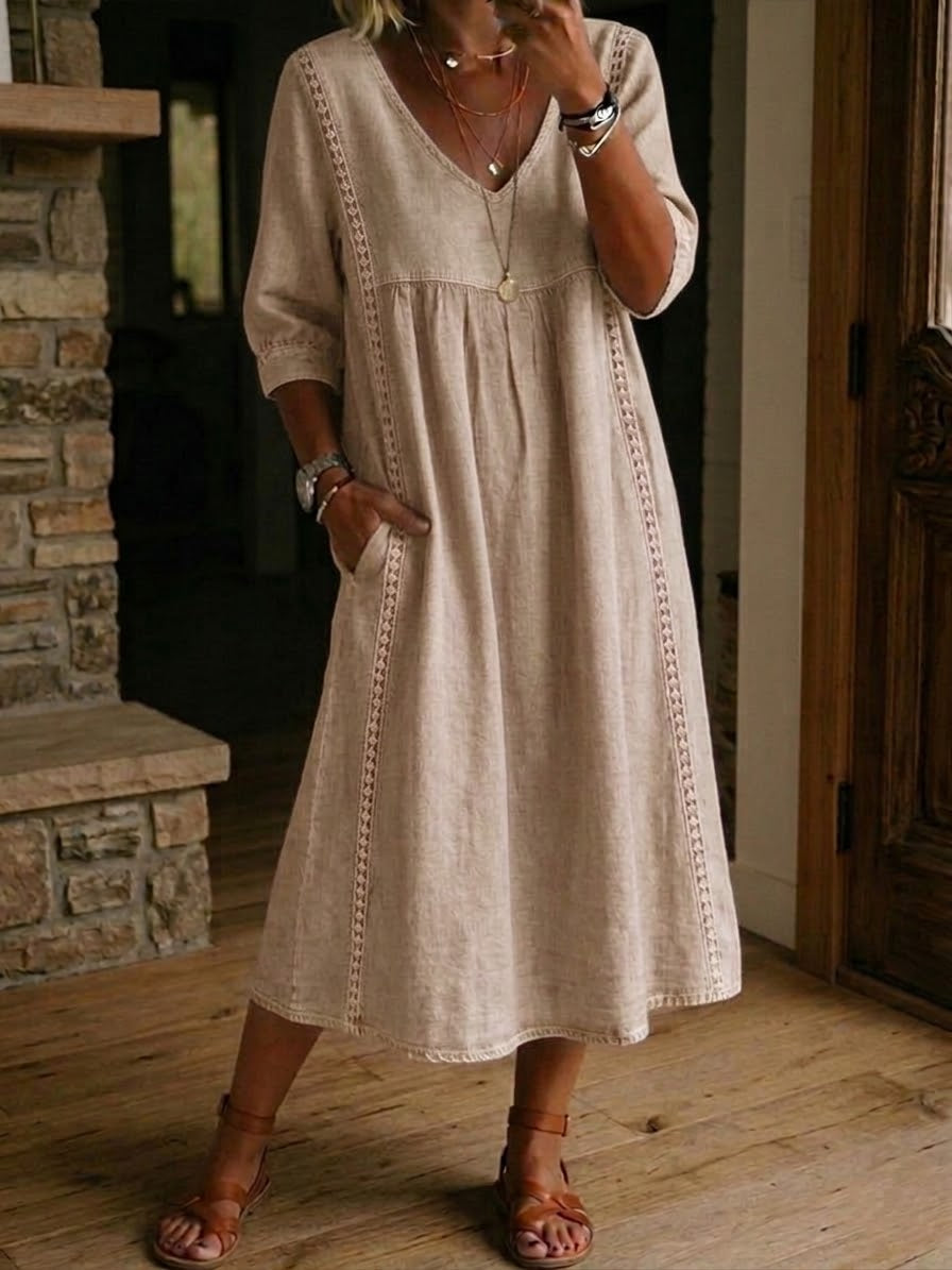 Ellis Ford Martha Maxi Jurk Patchwork Kant Dames