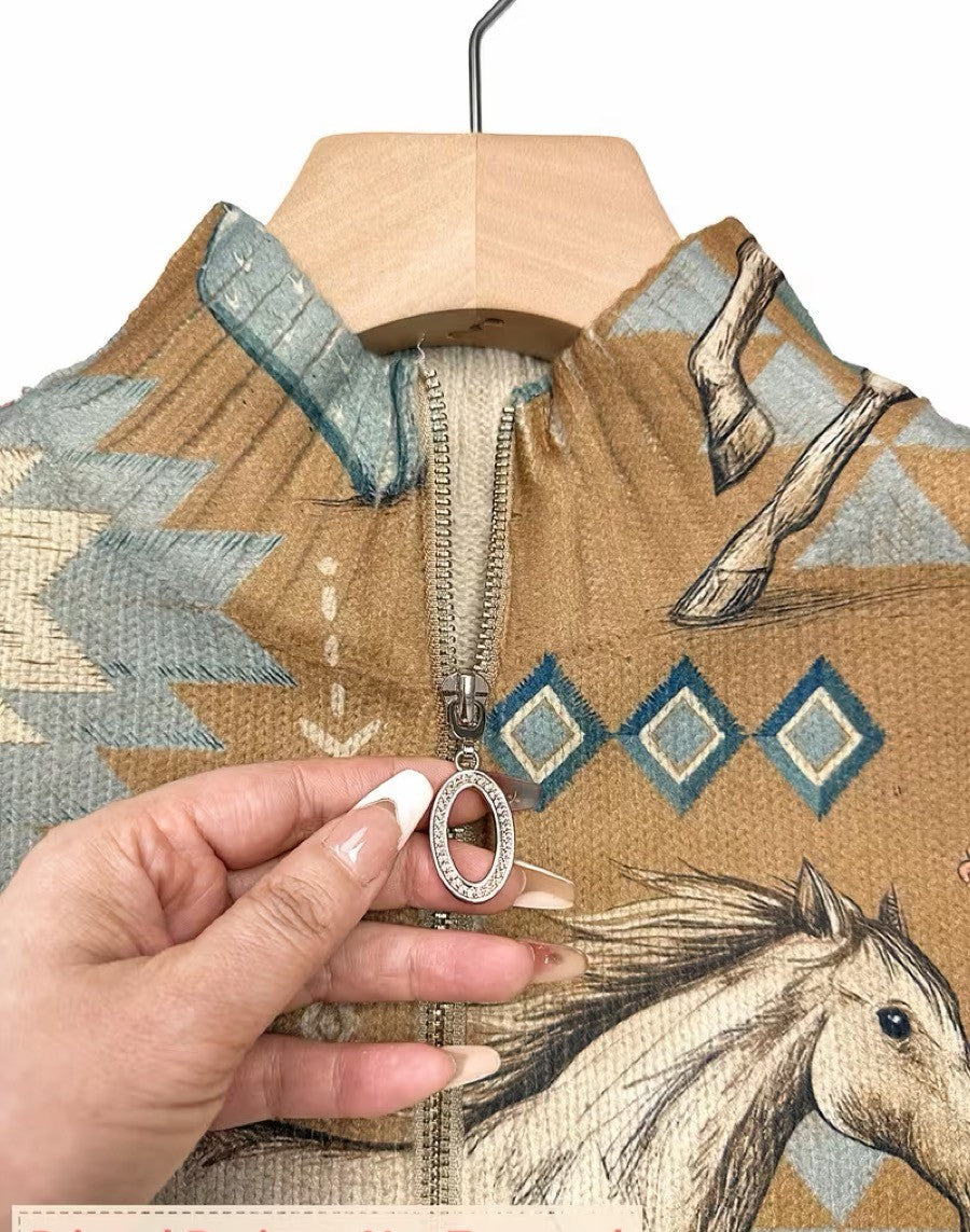 Perpetua™ Paard en Cactus, Rits Cardigan