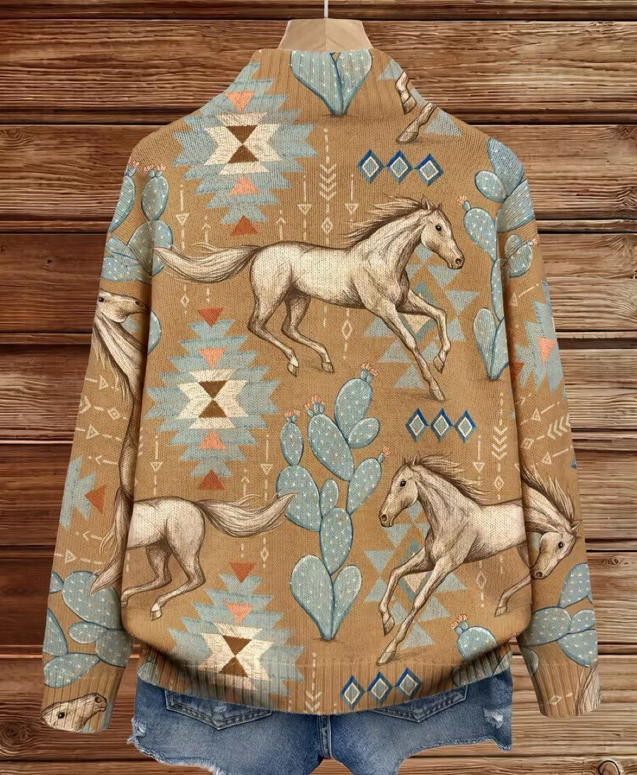 Perpetua™ Paard en Cactus, Rits Cardigan