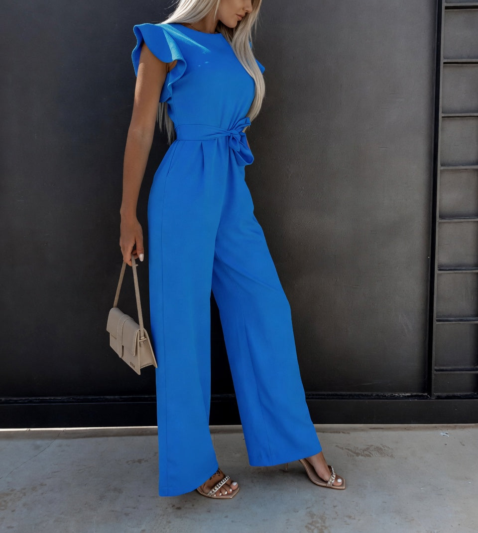Nuria Jumpsuit met Verstelbare Tailleband en Soepele Vloeiende Pasvorm